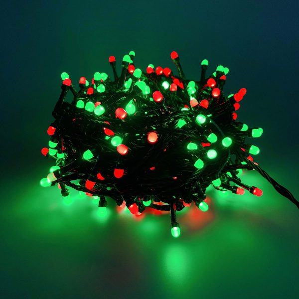 320 Big LED 8Mm Connectable Fogged String Light - Black Cable Red+Green