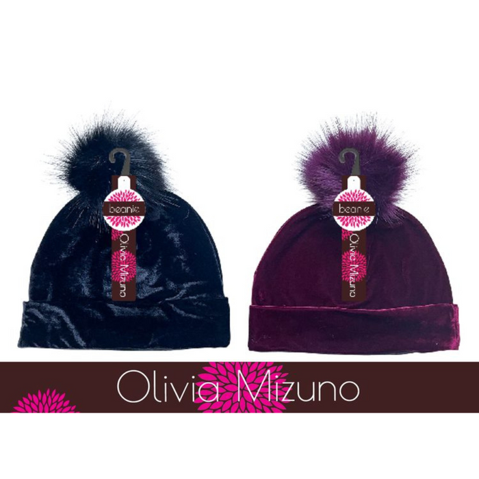 Ronis Ladies Plush Velvet Beanie 2 Asstd