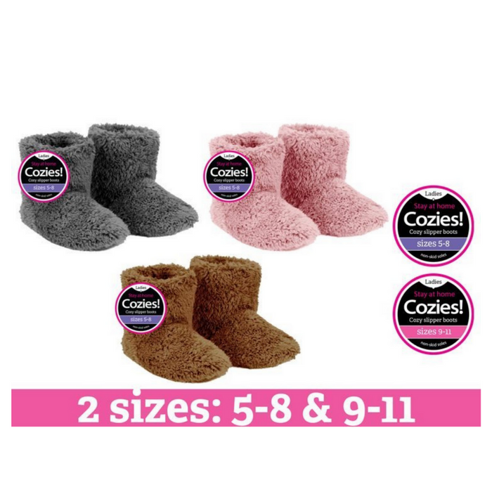 Ronis Ladies Sherpa Slipper Boots Teddy 3 Asstd