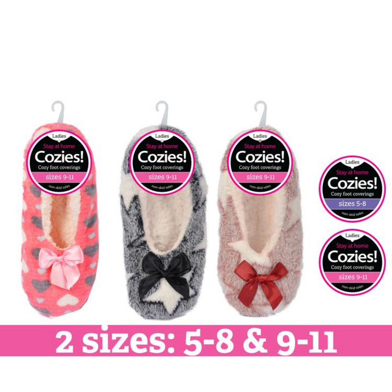 Ronis Ladies Sherpa Slipper with Bow 3 Asstd