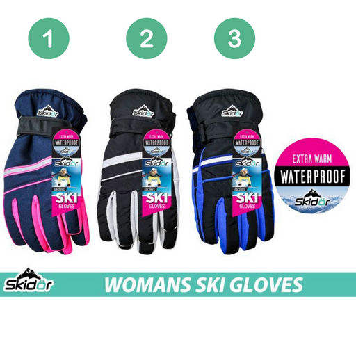 Ronis Ladies Ski Gloves Water Resistant 3 Asstd