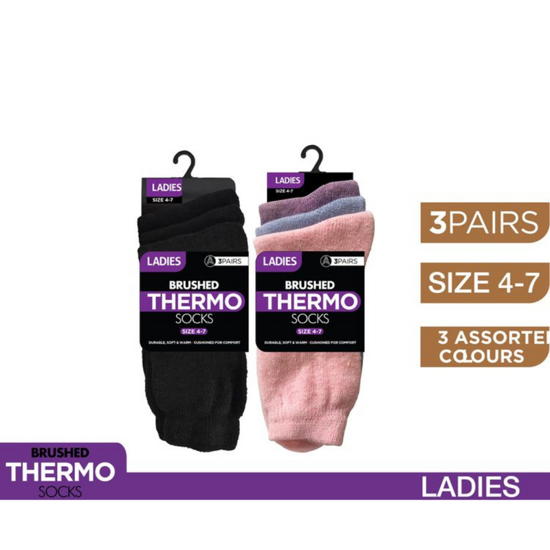 Ronis Ladies Thermal Socks 3 Pairs 2 Asstd