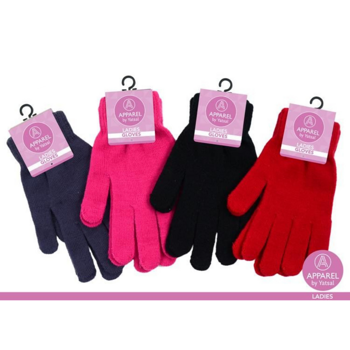 Ladies knitted gloves in assorted colours, warm winter knit gloves for everyday cold weather wear