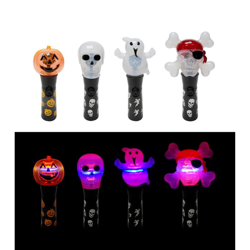 Ronis Light Up Halloween Spinning Wand 22cm 4 Asstd