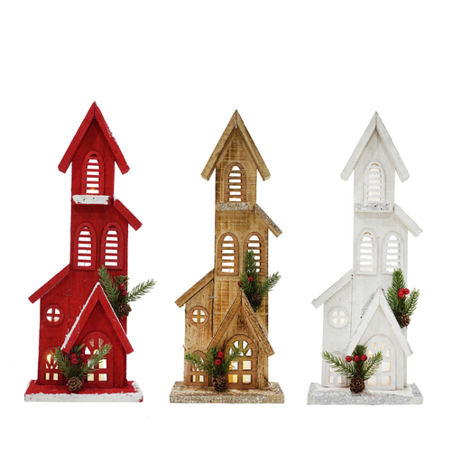 Ronis Light Up Church Flat Glitter 40cm Assorted