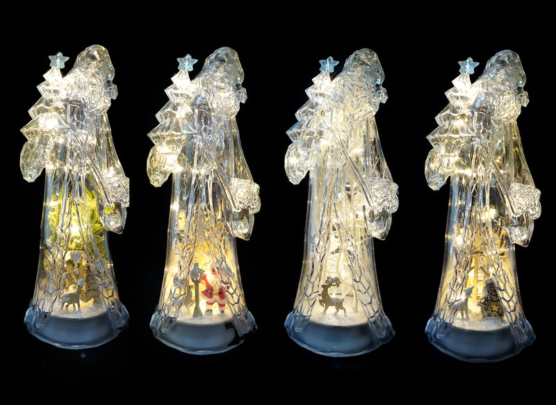 Ronis Light Up Metallic Santa 30cm Assorted