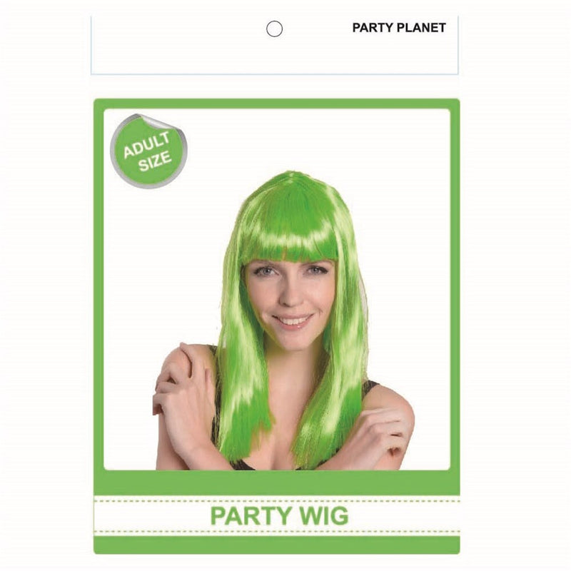 Long green wig costume hair accessory for St Patrick’s Day outfits, themed parties, festivals, cosplay and photo booth props