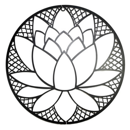 Lotus black metal wall art 75cm decorative metal wall décor for modern, boho and zen-inspired interiors