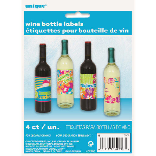 Ronis Luau Wine Bottle Labels 4pk