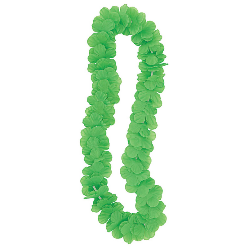 Lime green luau flower lei necklace 106cm (42in) for Hawaiian themed parties, summer events, and photo booth props.
