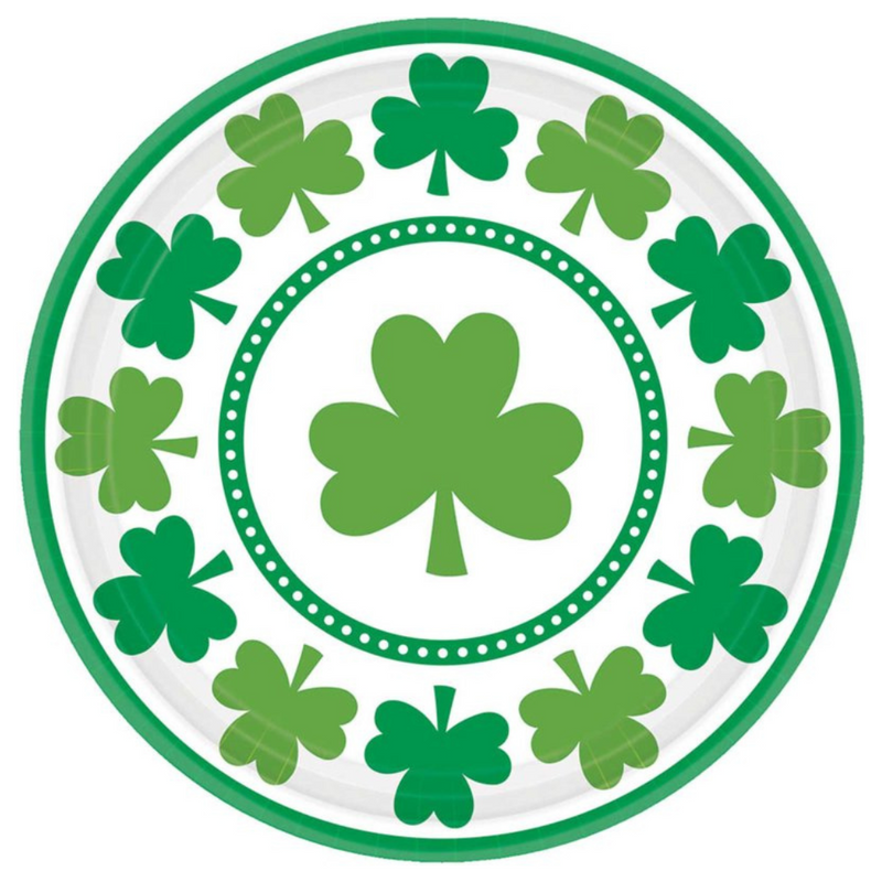 Ronis Lucky Shamrocks Round Paper Lunch Plates 17cm