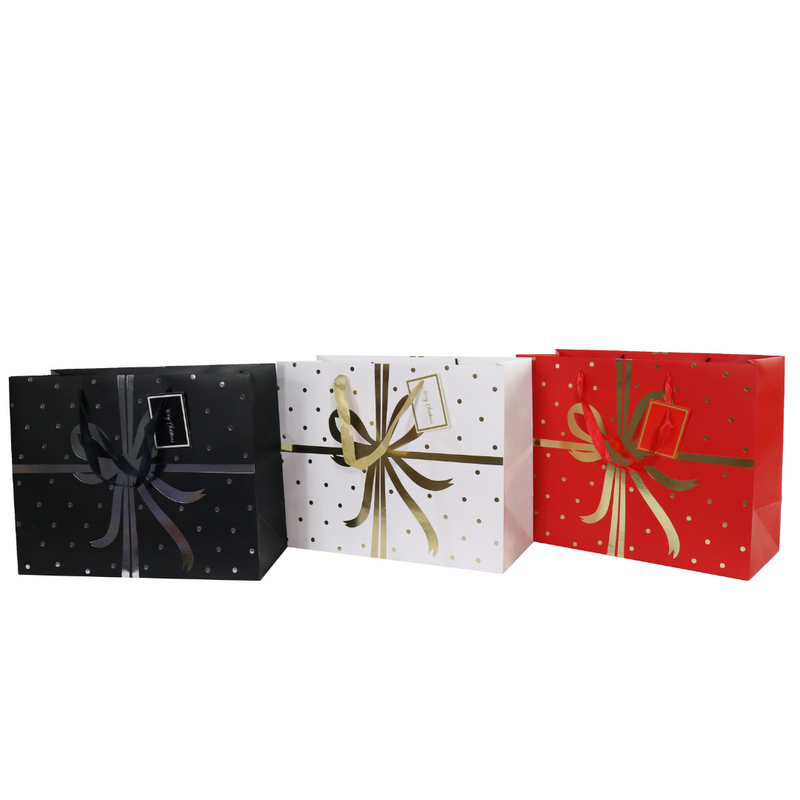 Ronis Luxury Foil Bow Gift Bag Large 3 Asstd