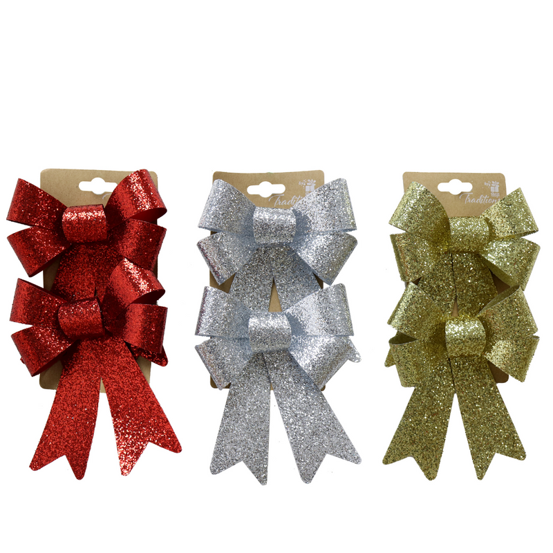 Ronis Luxury Glitter Bow Medium 2pc Assorted