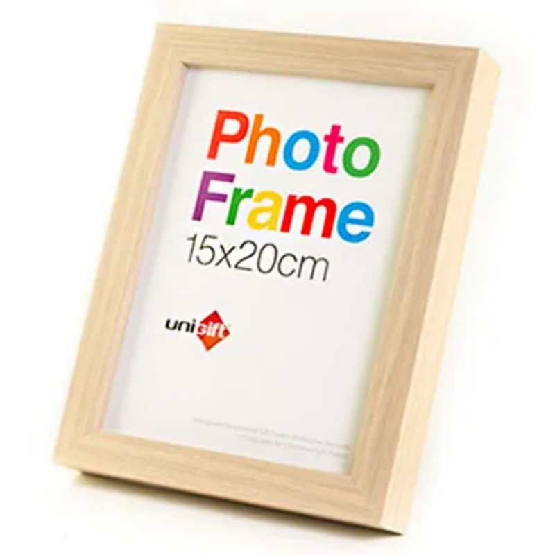MDF photo frame 15x20cm in natural finish displaying a portrait photo