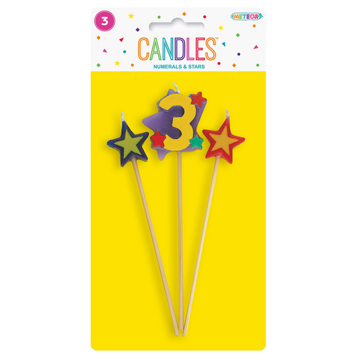 Numeral Candle Set 3 Assorted 3pk