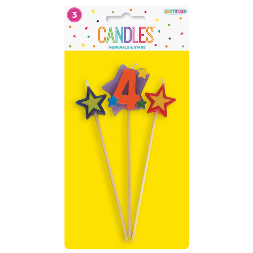 Numeral Candle Set 4 Assorted 3pk