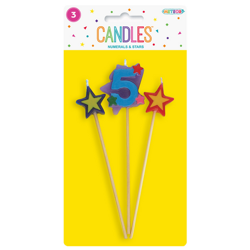 Numeral Candle Set 5 Assorted 3pk
