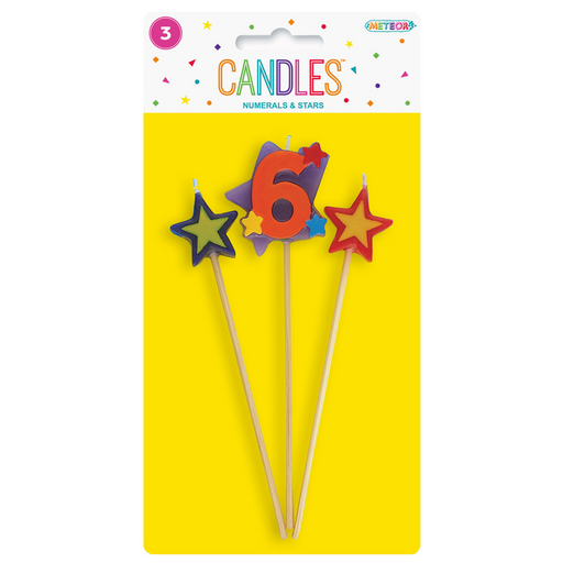 Numeral Candle Set 6 Assorted 3pk