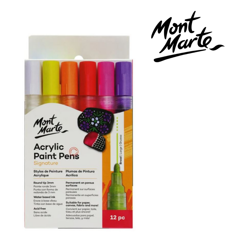 MM Acrylic Paint Pens Broad Tip 12pc set of colourful acrylic paint markers
