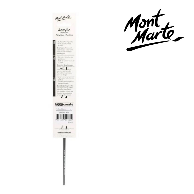 MM Artist Brush Taklon Filbert 6 synthetic oval tip brush for blending and curved strokes