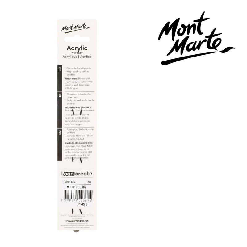 MM Artist Brush Taklon Liner 2/0 fine detail brush for precise outlining and line work.