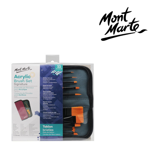 MM Brush Set in Wallet 11pc acrylic paint brush kit for canvas painting and art classes