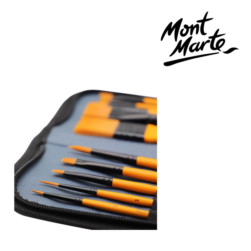 MM Brush Set in Wallet 11pc acrylic paint brush kit for canvas painting and art classes