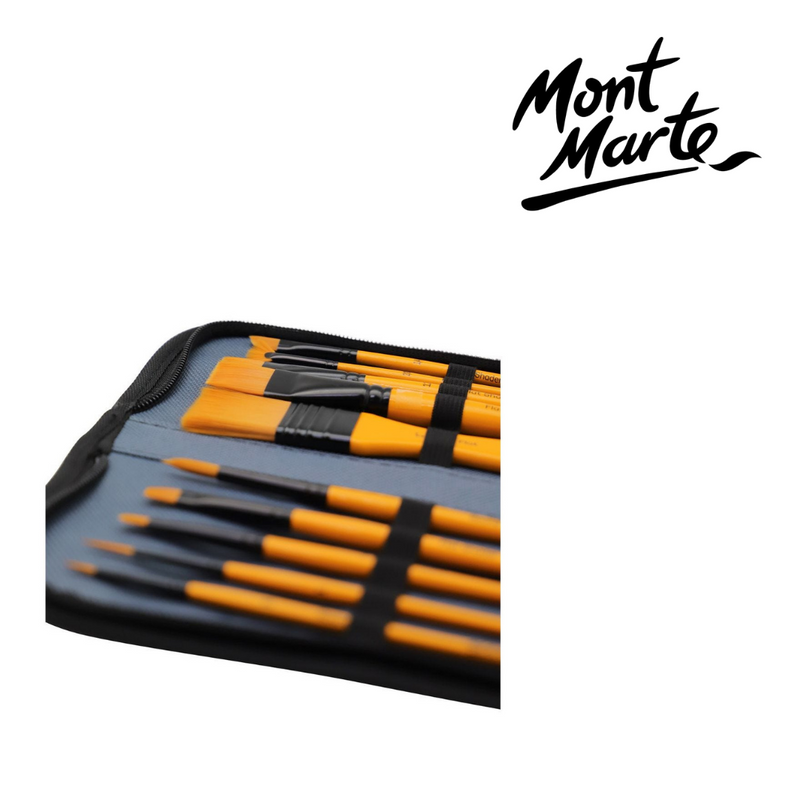 MM Brush Set in Wallet 11pc acrylic paint brush kit for canvas painting and art classes