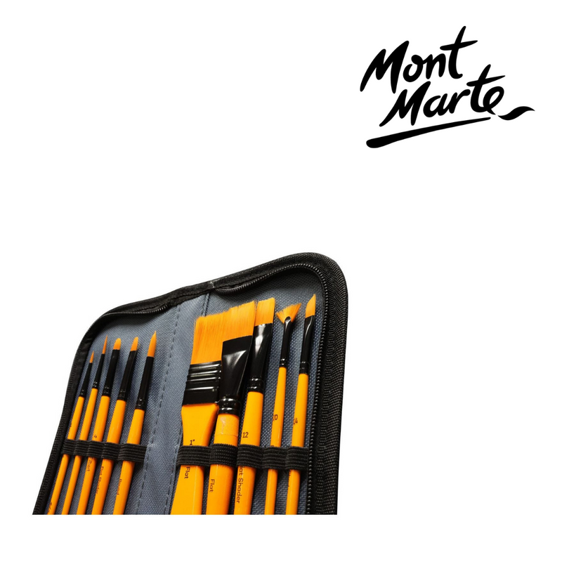 MM Brush Set in Wallet 11pc acrylic paint brush kit for canvas painting and art classes