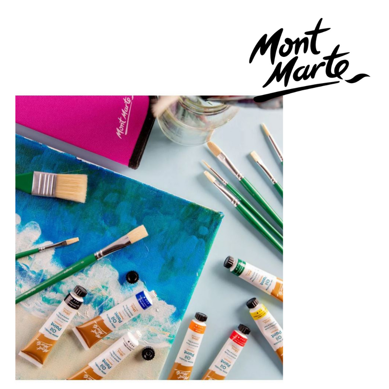 11 piece oil painting brush set in wallet – MM artist brushes for blending and detail