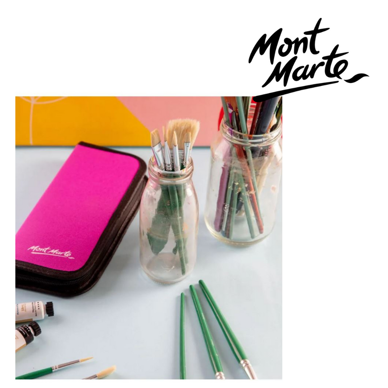 11 piece oil painting brush set in wallet – MM artist brushes for blending and detail