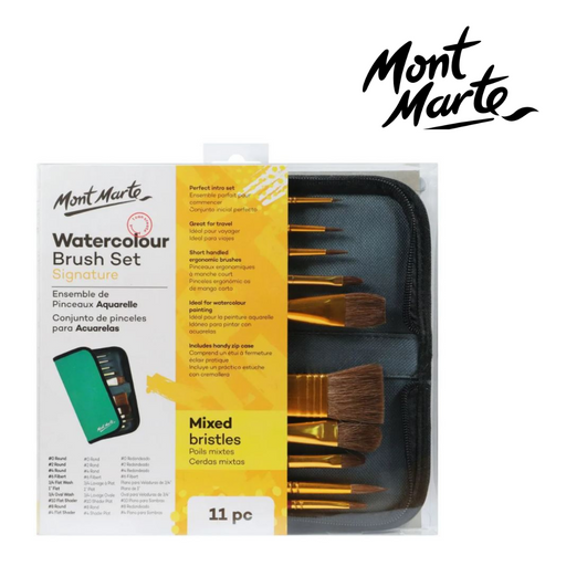 MM Brush Set in Wallet 11pc watercolour paint brush kit for washes, blending and detailing