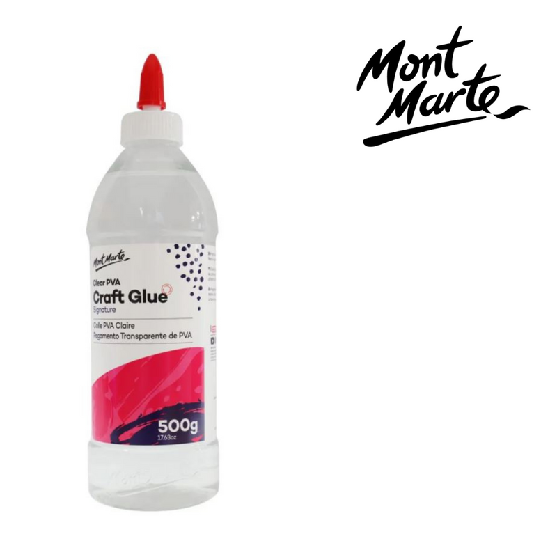 MM Clear PVA Craft Glue 500g bottle for school projects, scrapbooking and crafts