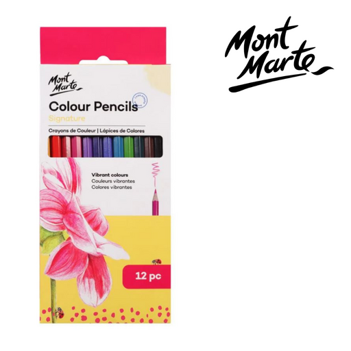 MM Colour Pencils 12-piece set with assorted colours for colouring, drawing, and school projects.