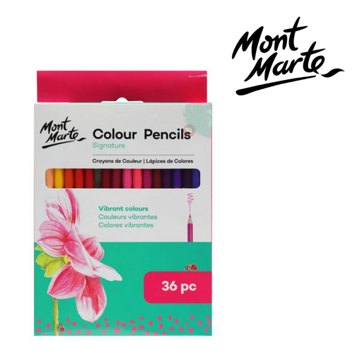 MM Colour Pencils 36-piece set with assorted colours for colouring, drawing, and school projects.