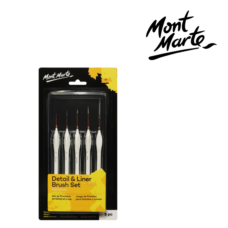 MM Detail & Liner Brush Set 5pc fine paint brushes for outlining and precision detail work