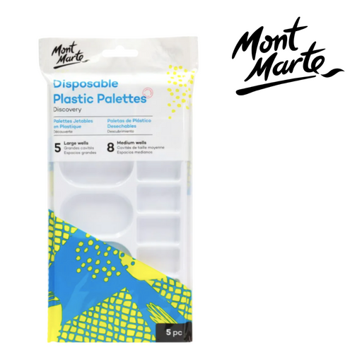 MM Disposable Plastic Palettes 5pc paint mixing trays for acrylic, watercolour and craft paint