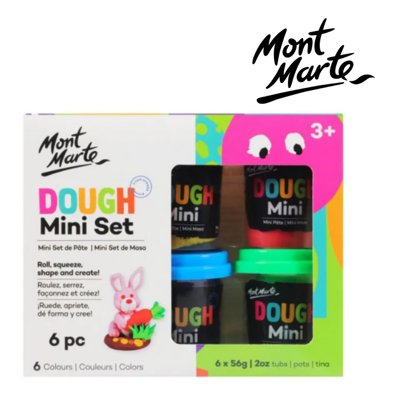 MM Dough Mini Set 6pc colourful modelling dough for kids sensory play and craft activities