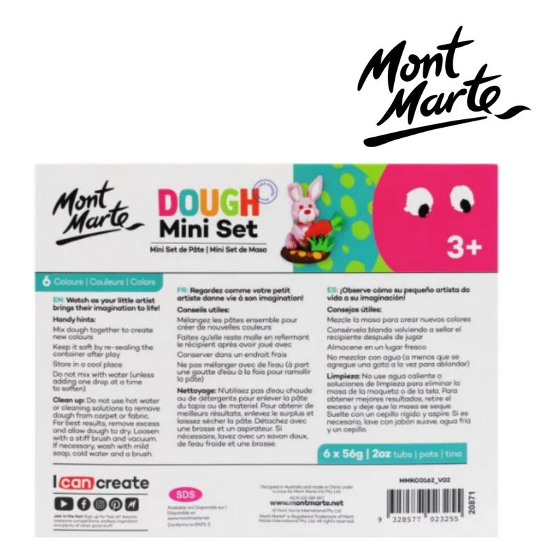 MM Dough Mini Set 6pc colourful modelling dough for kids sensory play and craft activities