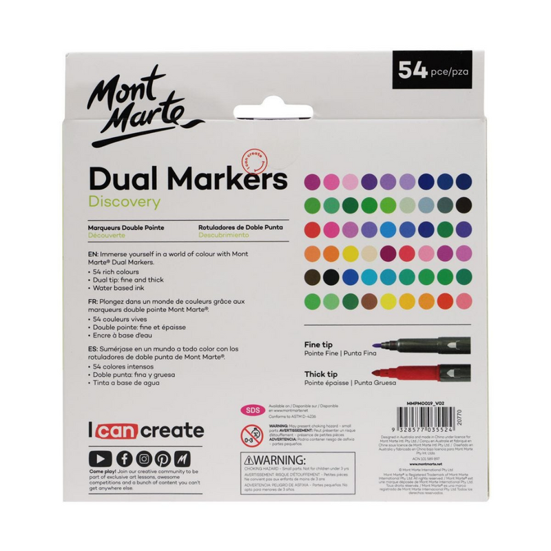 MM dual markers set 54pc with fine and broad tips for shading and detailed drawing