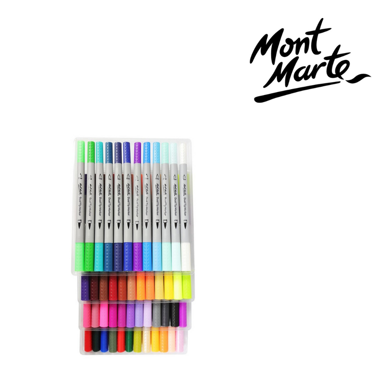 MM Dual Tip Brush/Fineliners 48pc Tri Grip marker set with brush tip and fineliner tip for lettering and colouring