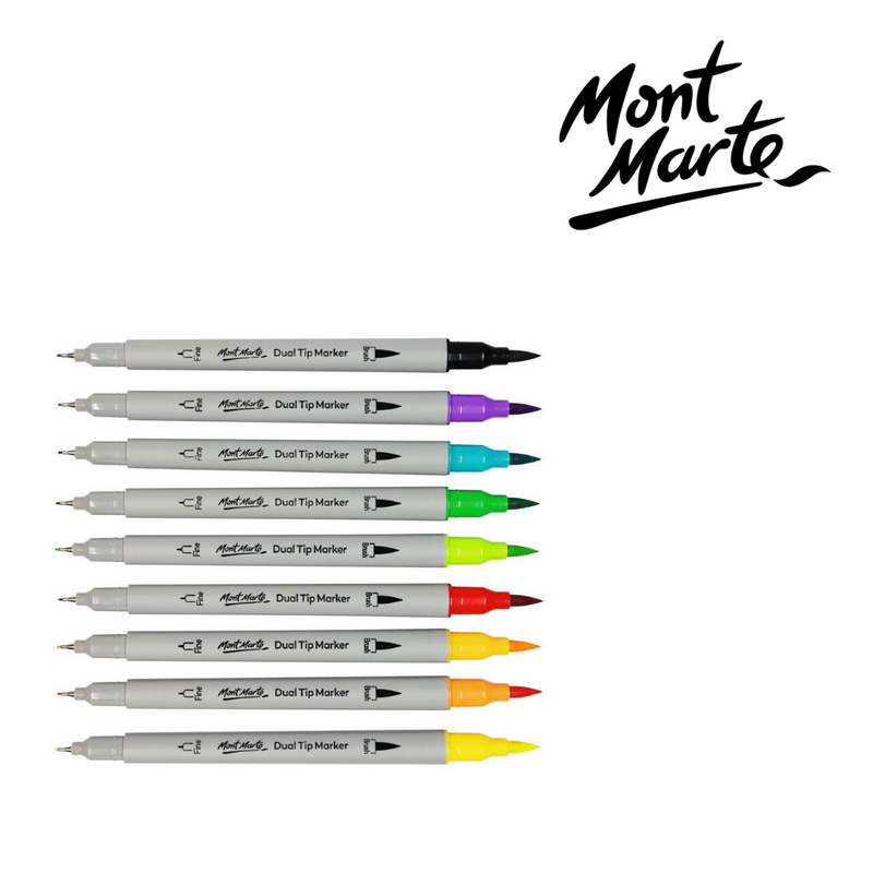 MM Dual Tip Brush/Fineliners 48pc Tri Grip marker set with brush tip and fineliner tip for lettering and colouring