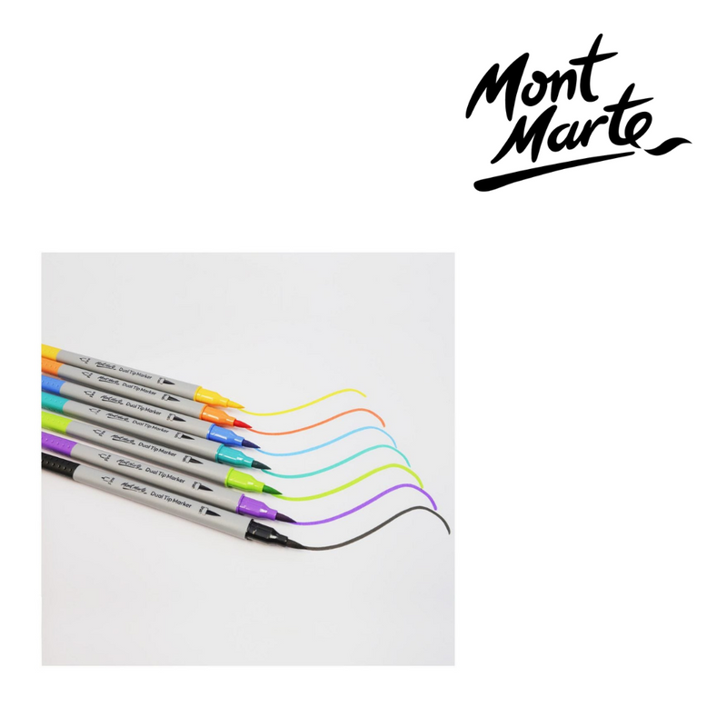 MM Dual Tip Brush/Fineliners 48pc Tri Grip marker set with brush tip and fineliner tip for lettering and colouring