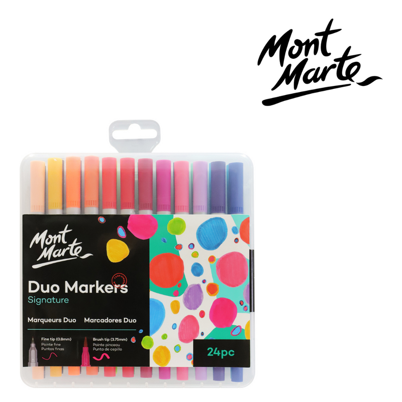 MM duo tip markers set 24 assorted colours for journaling, posters and school projects