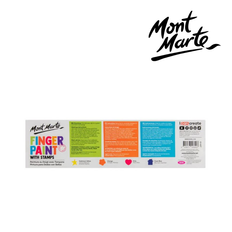 MM Finger Paint with Stamps 4pc kids finger painting set with stamps for preschool crafts and sensory play