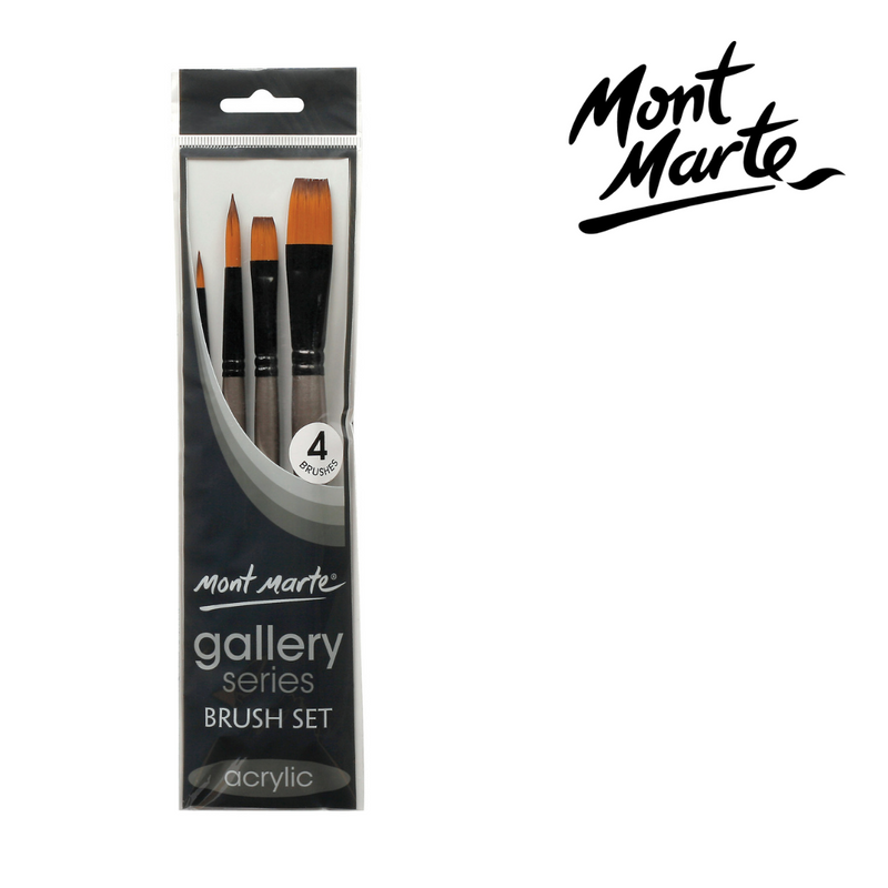 4 piece acrylic paint brush set – MM Gallery Series artist brushes for students and hobby artists
