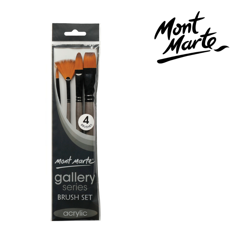 MM Gallery Series Brush Set Acrylic 4pc—assorted acrylic paint brushes for smooth coverage, blending, and detail work.
