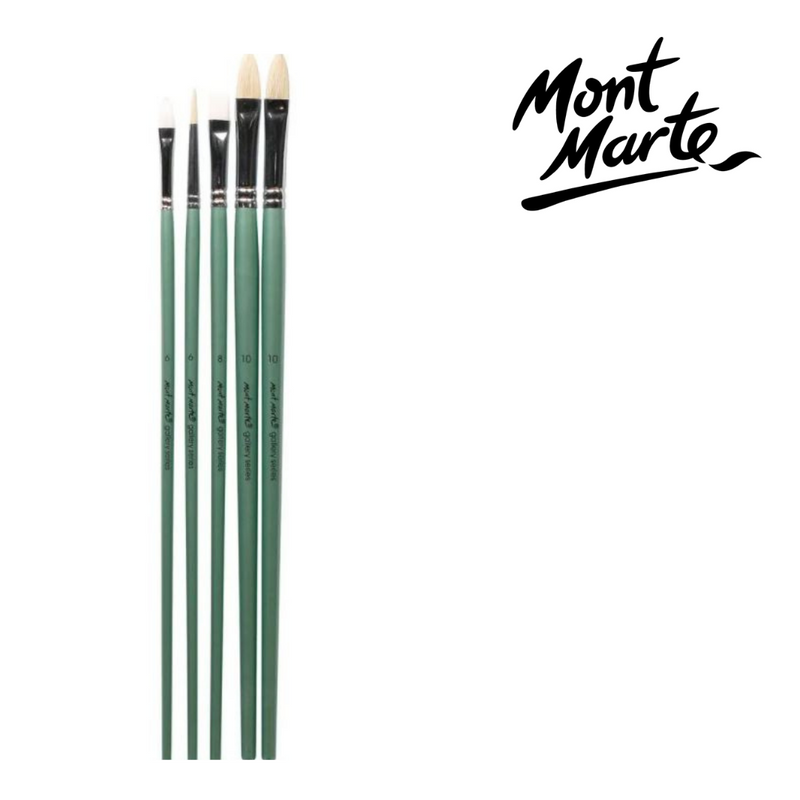 MM Gallery Series Brush Set Oils 5pc—assorted artist paint brushes designed for oil painting on canvas.