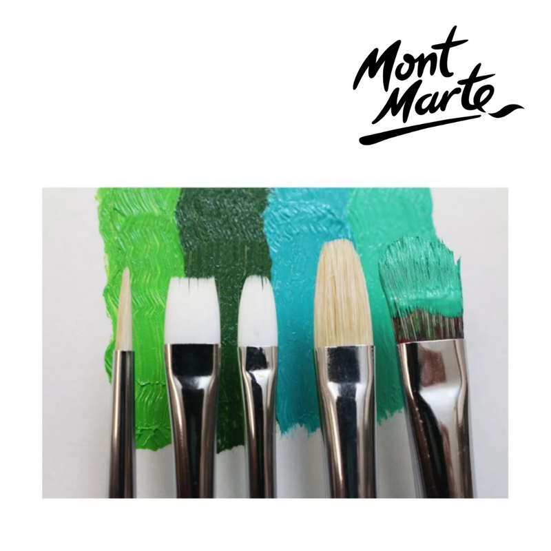 MM Gallery Series Brush Set Oils 5pc—assorted artist paint brushes designed for oil painting on canvas.