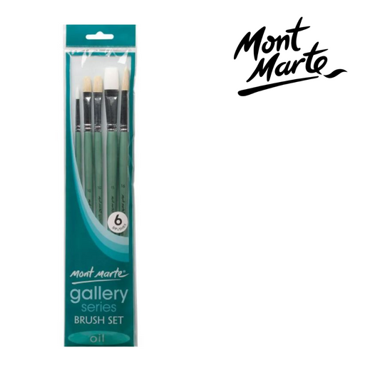 MM Gallery Series Brush Set Oils 6pc—assorted oil painting brushes for blending, layering, and detailed work on canvas.